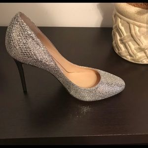 NEW Jimmy Choo Esme 100 Glitter Silver Heels